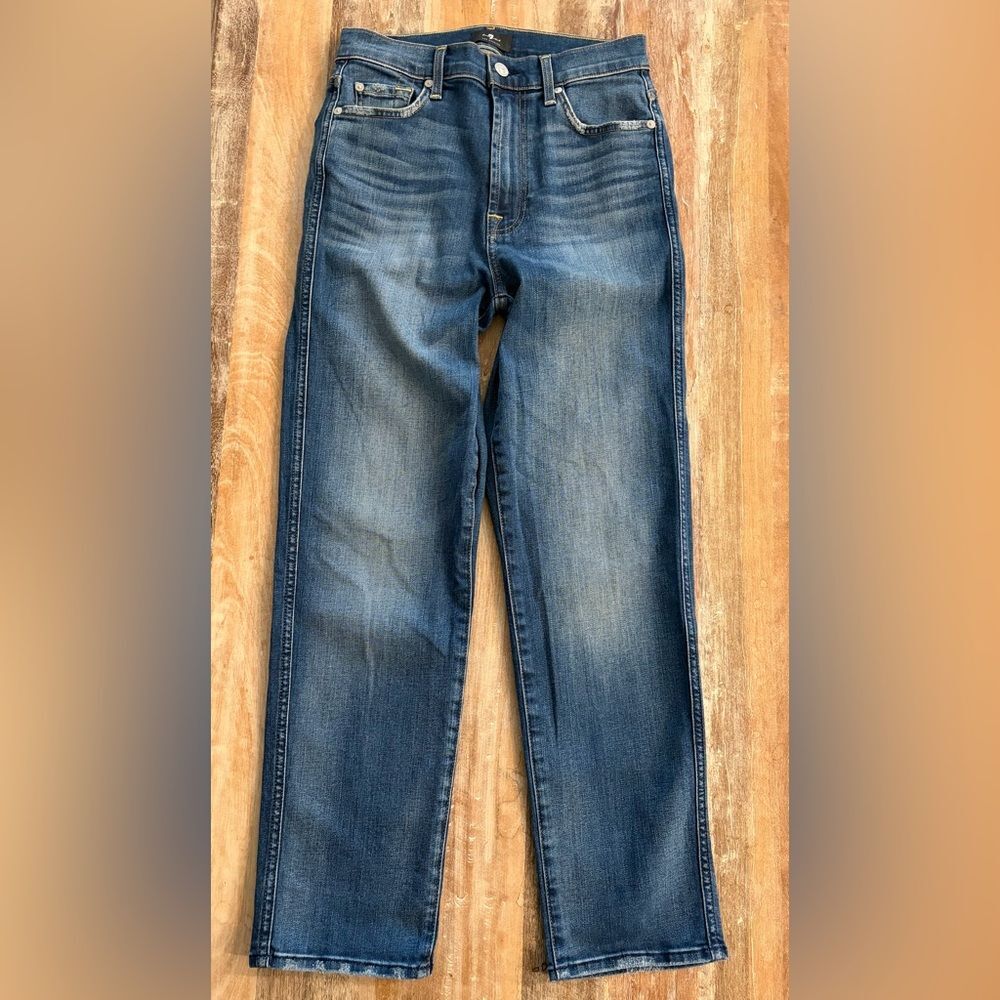 7 For All Mankind Size 27 High Waist‎ Cropped Straight Jeans